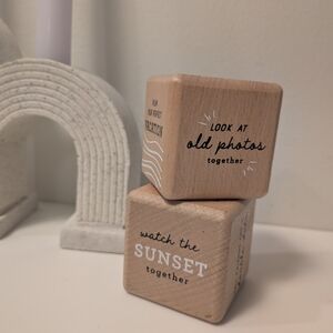 Date Night Conversation Starter Woodgrain 2 inch Wood Activity Dice Set